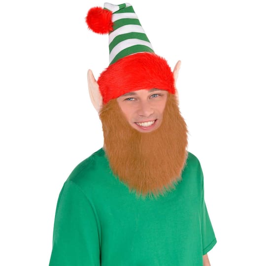 Christmas Elf Hat with Beard Set
